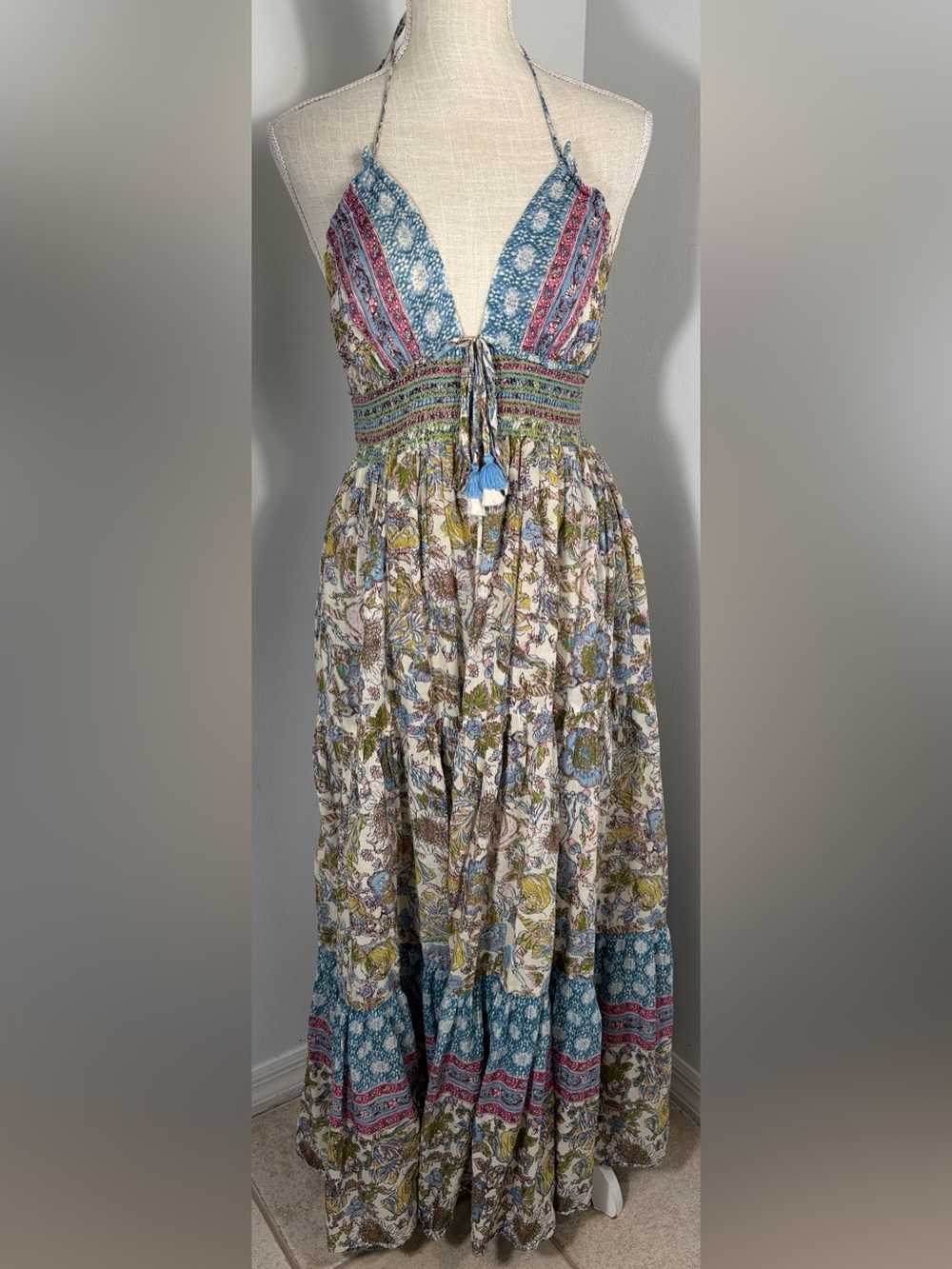 Free People Real Love Halter Midi Dress In Daylight Combo - Picture 3 of 11